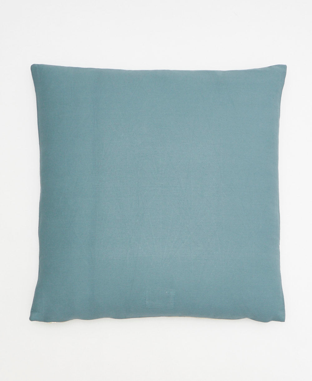 100% organic cotton twill throw pillow in green ethically made in India by women artisans