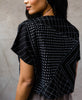 ethically made structured crop top with modern grid design handmade in India