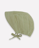 organic cotton baby bonnet with packable sun brim made with non-toxic AZO-free dyes in sage green