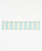 cloud blue cabana stripe long lumbar pillow with hand-stitched embroidery