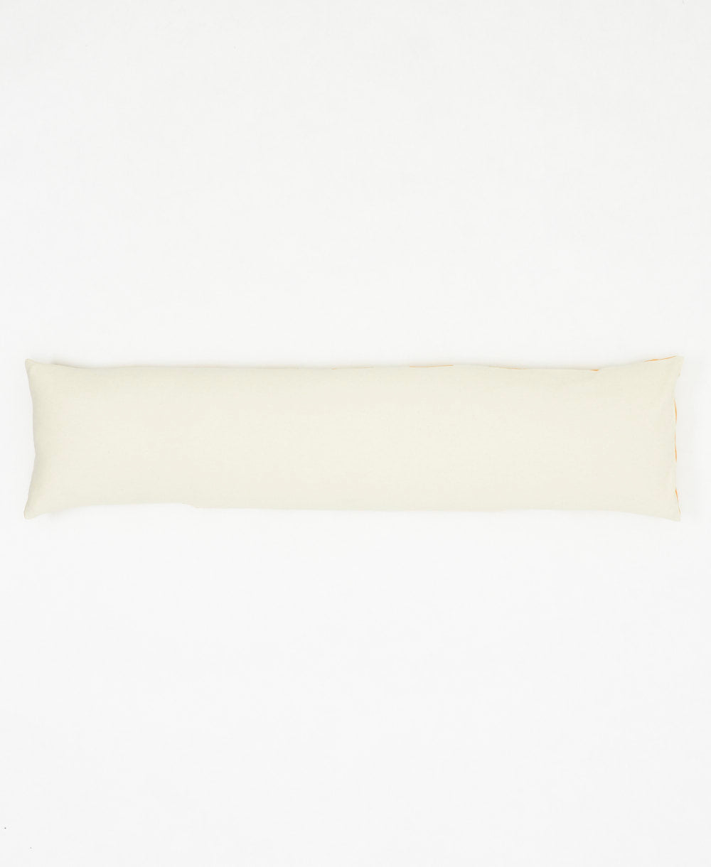 cabana stripe long lumbar pillow in mustard yellow made from 100% organic cotton