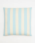 light blue striped throw pillow adorned with white simple line stitching by Anchal