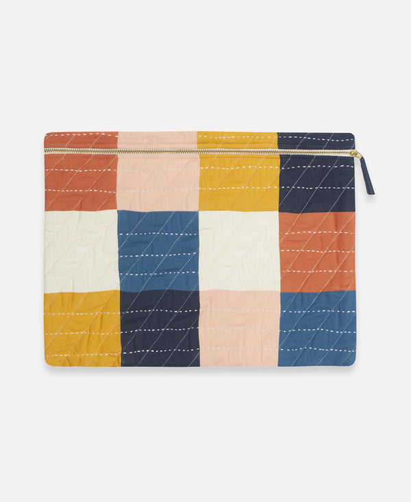 checkered organic cotton zippered laptop case in colorful design