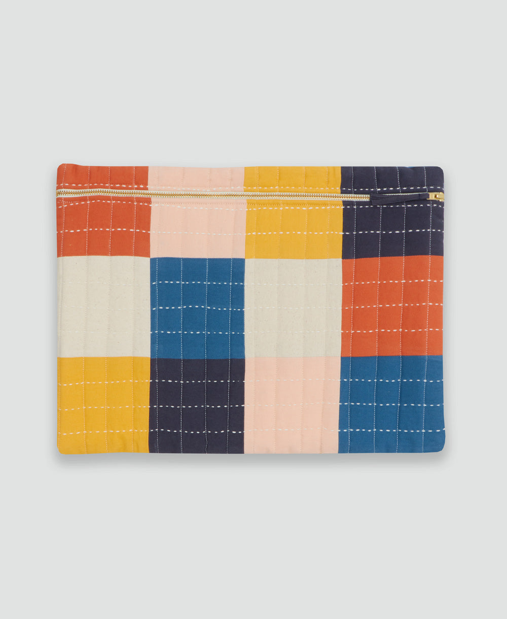 colorful checkered laptop case in bold colorblock design in 2 sizes