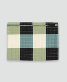 sage green checkered laptop sleeve made from layers of 100% organic cotton