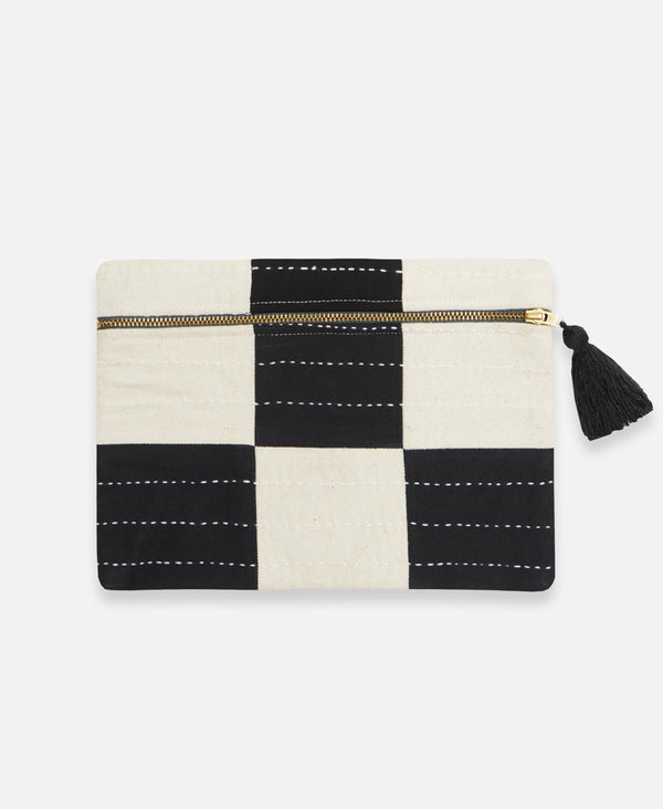 small black and white checkered pouch clutch by Anchal Project
