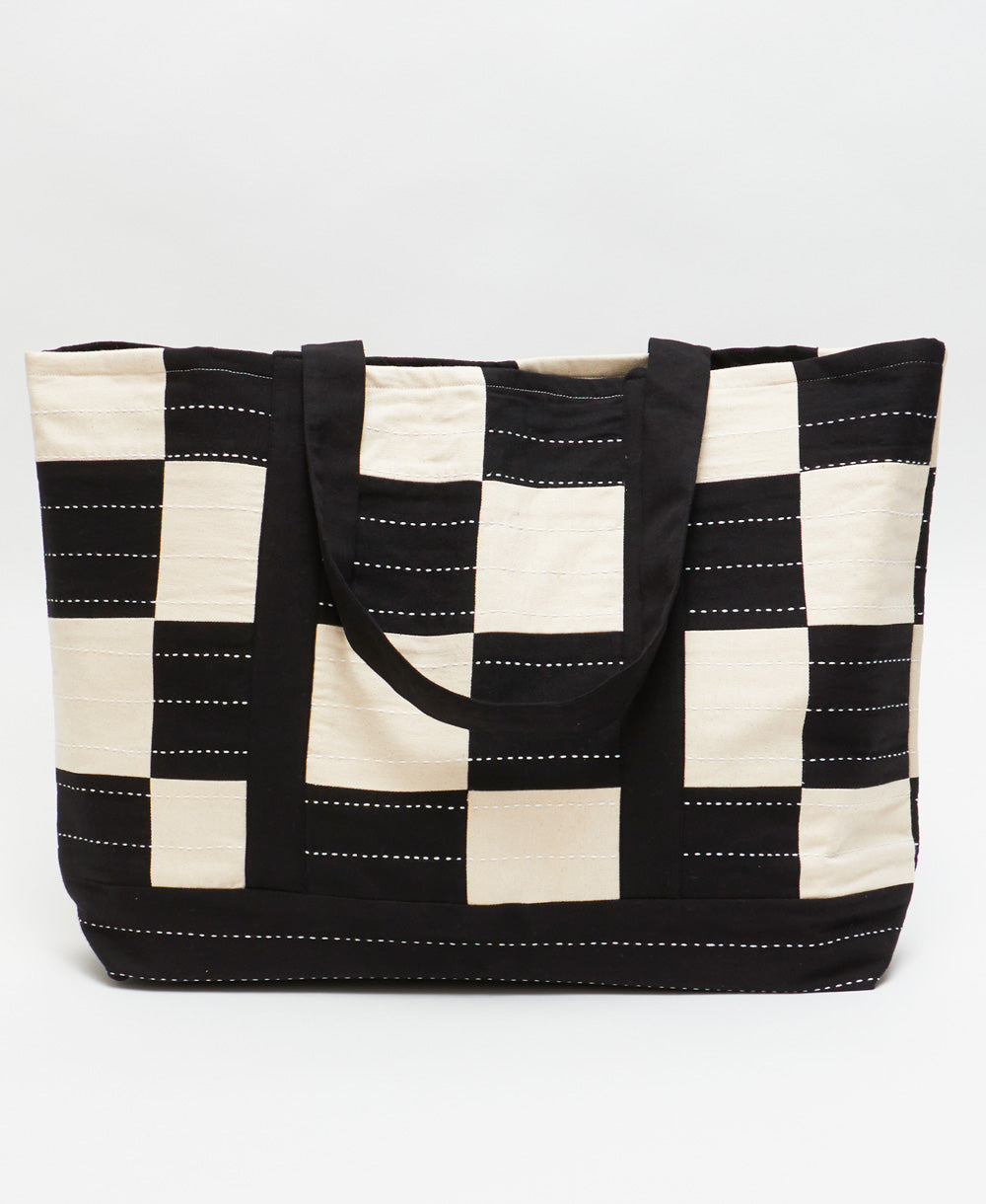 Checkered Canvas Tote Bag | Eco-Friendly Bags – Anchal Project Checkered Canvas Tote Bag | Eco-Friendly Bags – Anchal Project