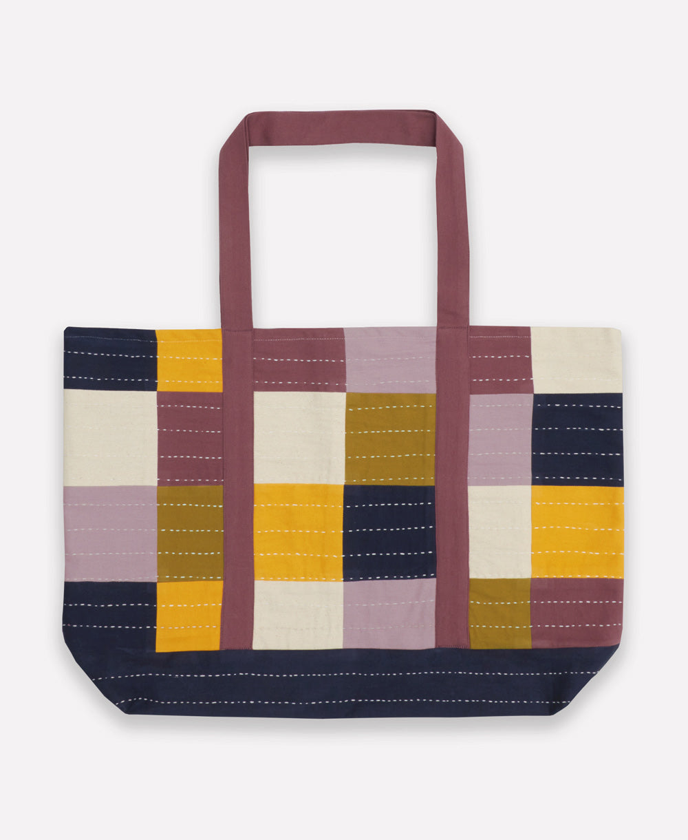 Checkered Canvas Tote Bag - Lilac | Eco-Friendly Bags – Anchal Project
