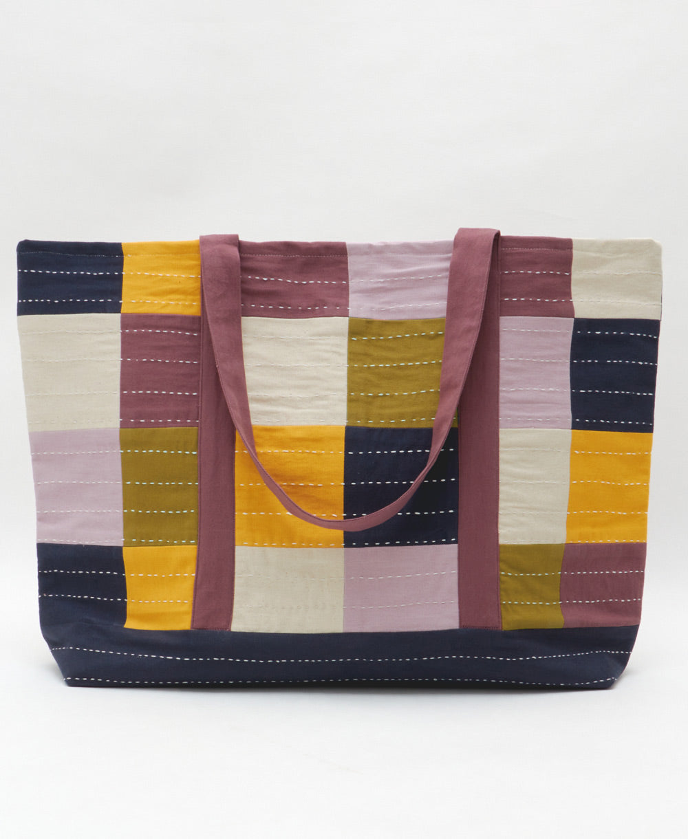 Checkered Canvas Tote Bag - Lilac | Eco-Friendly Bags – Anchal Project