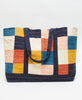 colorful multi-colored checkered canvas tote bag handmade in India by a team of all women artisans