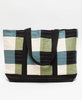 sage, spruce and black cool toned checkered canvas tote bag by Anchal Project