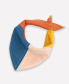 organic cotton bandana bib in bright rainbow colors with white kantha embroidery by Anchal