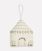 handmade cotton house ornament in ivory with gold detailed embroidery and gold beading