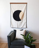 crescent lattice baby quilt hanging as a wall tapestry with wooden quilt hanger