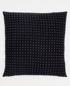 black euro sham with tiny white cross-stitch pattern handmade in India from 100% organic cotton