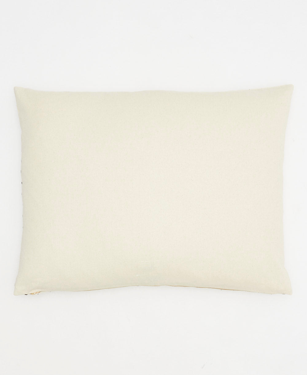 back of cross-stitch pillow sham in bone made from 100% organic cotton in India