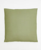 solid back of cross-stitch throw pillow in sage green made from 100% organic cotton & non-toxic dyes