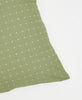 cross-stitch modern throw pillow in sage green handmade in India