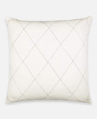 embroidered euro sham in bone white with hand-stitched diamond pattern