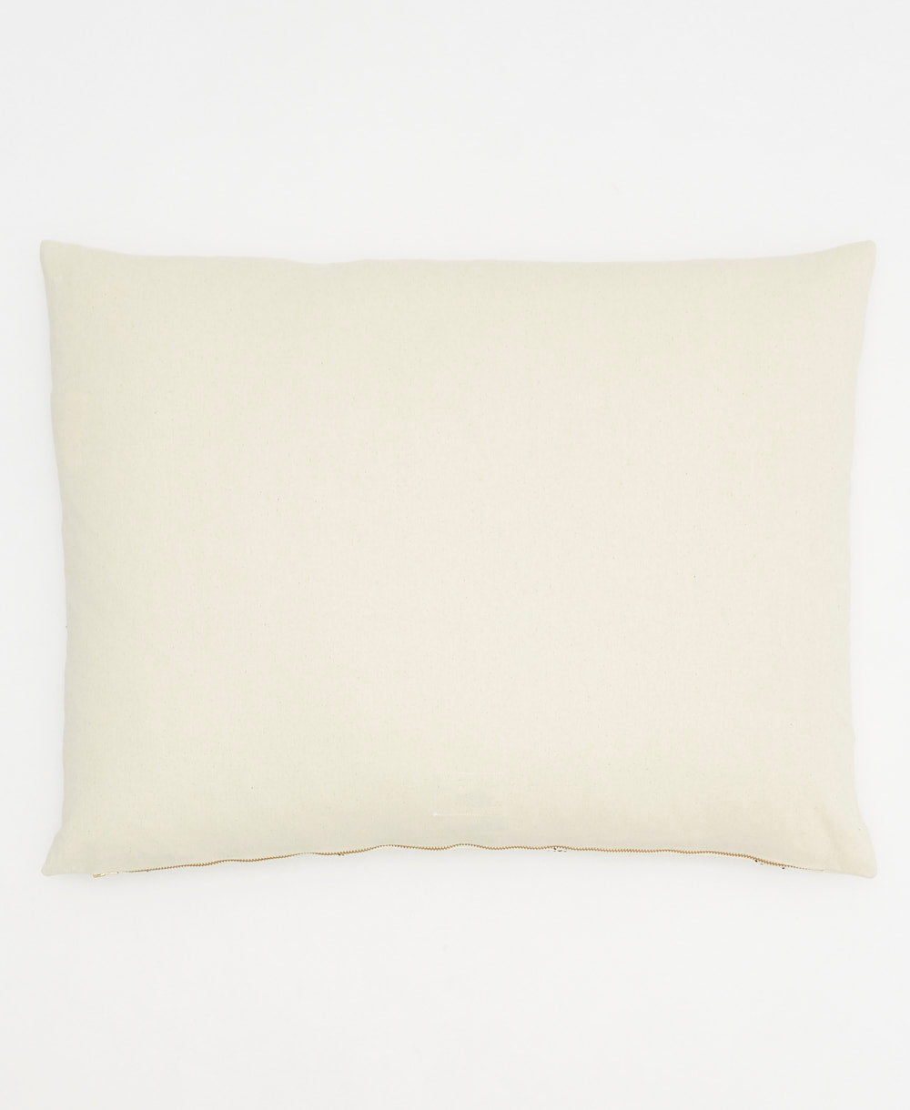 back of diamon-stitch pillow sham in natural white made from 100% organic cotton