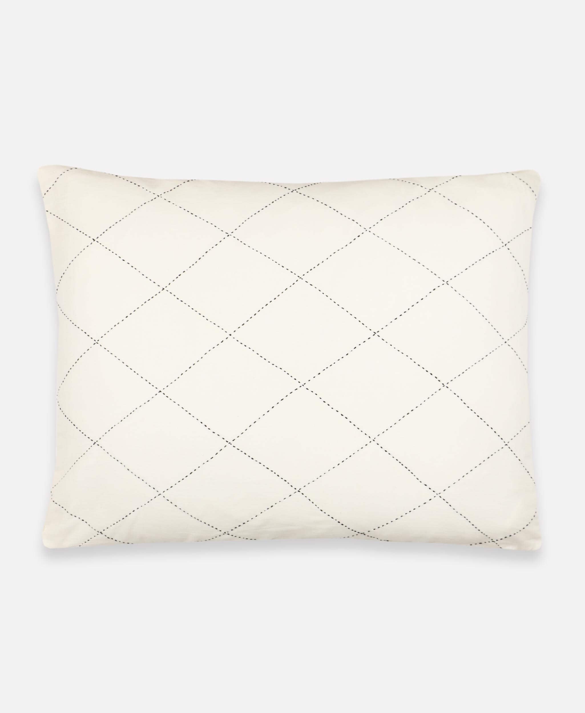 embroidered pillow sham with hand-stitched diamond pattern from 100% organic cotton