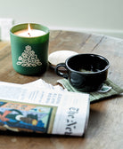 glass jar candle made from coconut, soy & vegetable wax in sandalwood scent