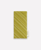 green glasses case with white hand-stitched embroidery