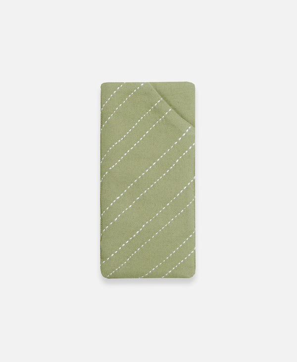 sage green fabric glasses sleeve to protect glasses from scratches