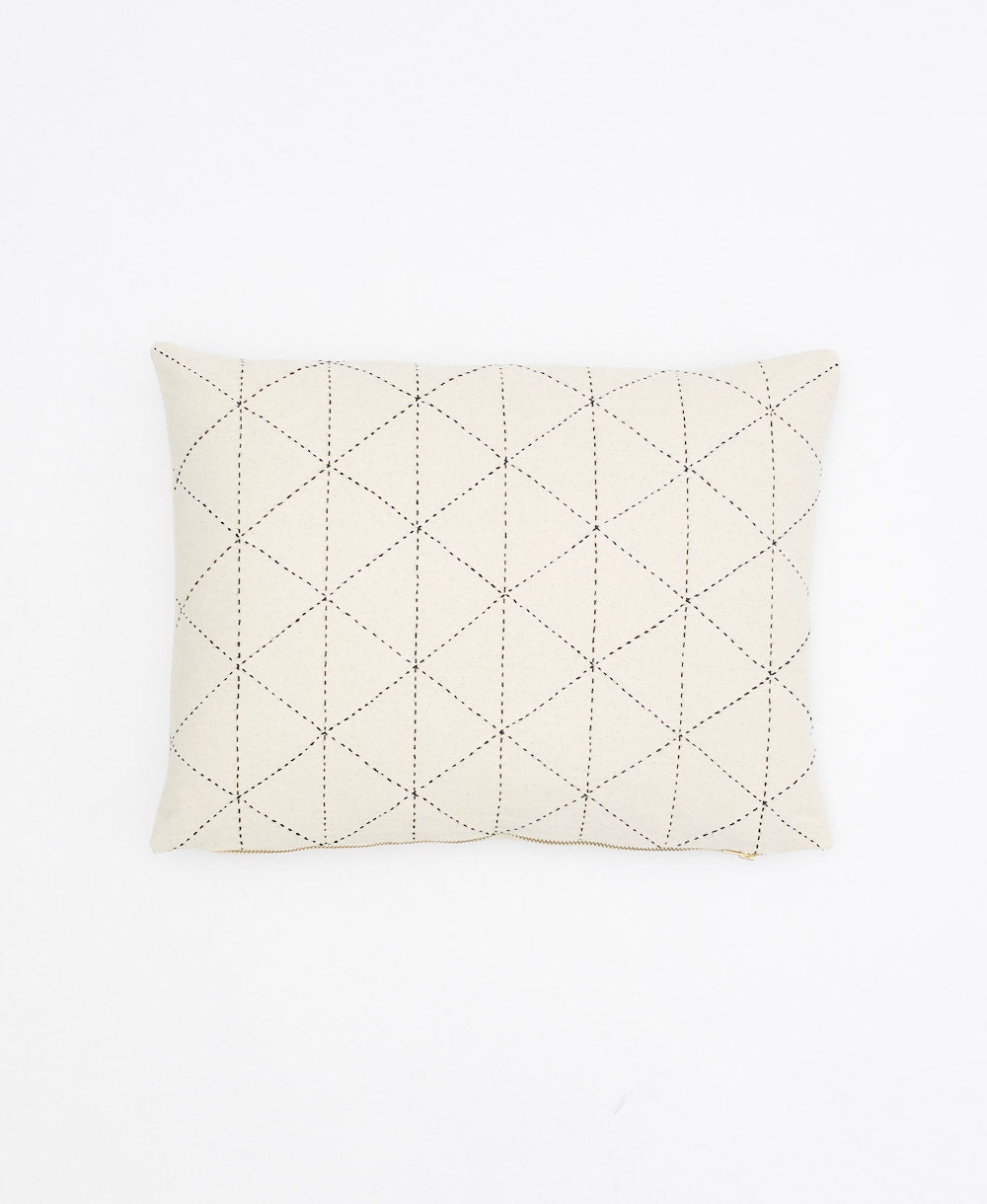 ivory small pillow with black graph embroidery