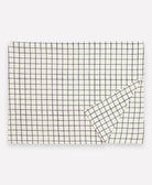 modern block print tablecloth in white and navy grid pattern  made from 100% organic cotton