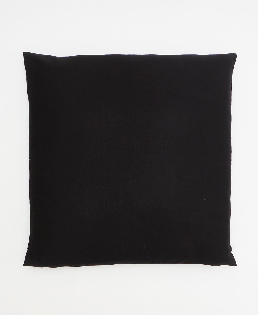 black organic cotton throw pillow handmade in India by skilled artisans