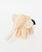 blush pink handmade stuffed elephant with hand-embroidered stitching on ears by Anchal