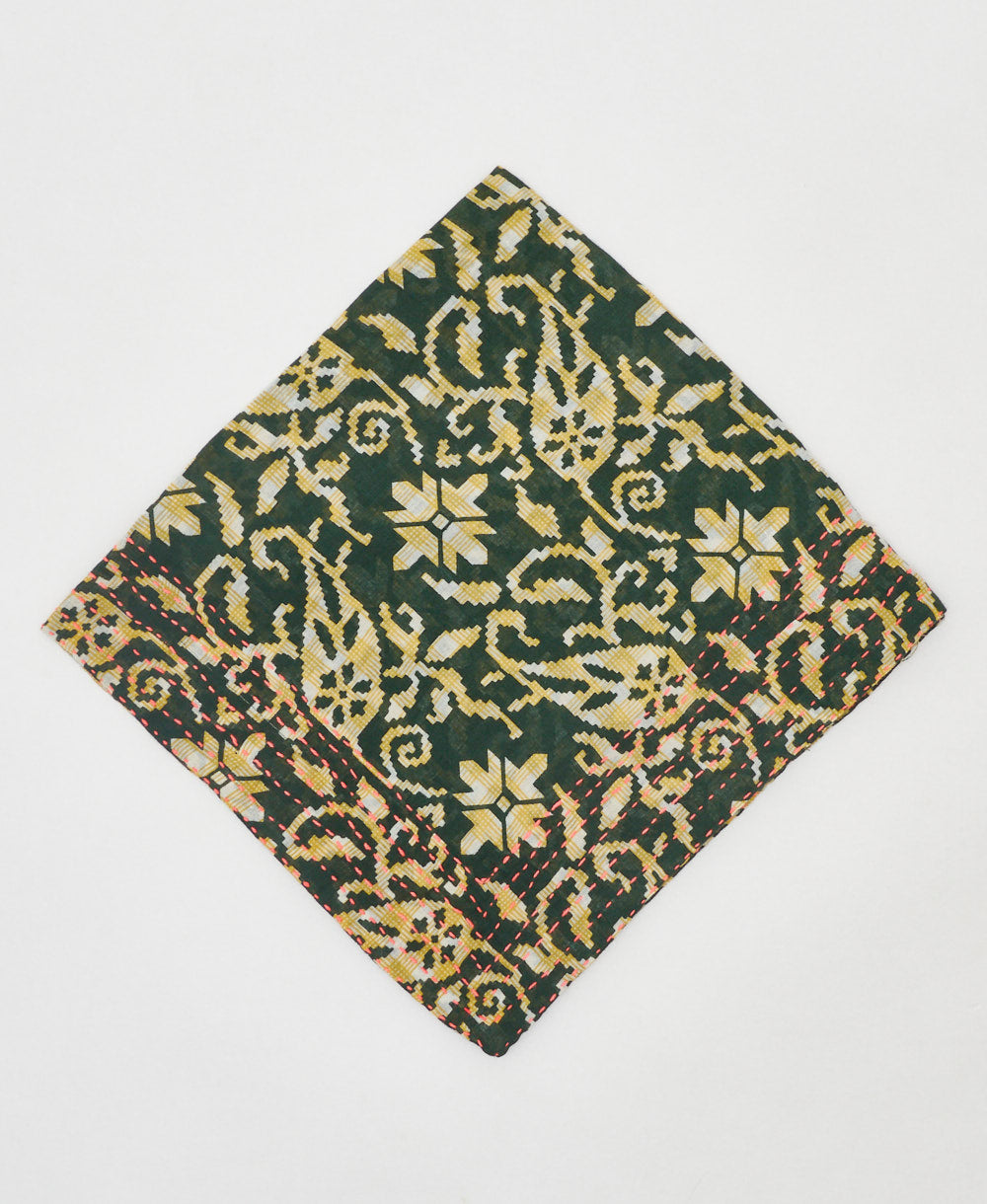 forest green graphic paisley cotton bandana scarf handmade in India
