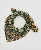 artisan-made vintage cotton bandana in a forest green graphic paisley design 
