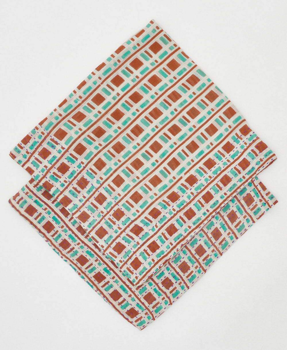 teal and orange cotton bandna sustainably made from upcycled saris 