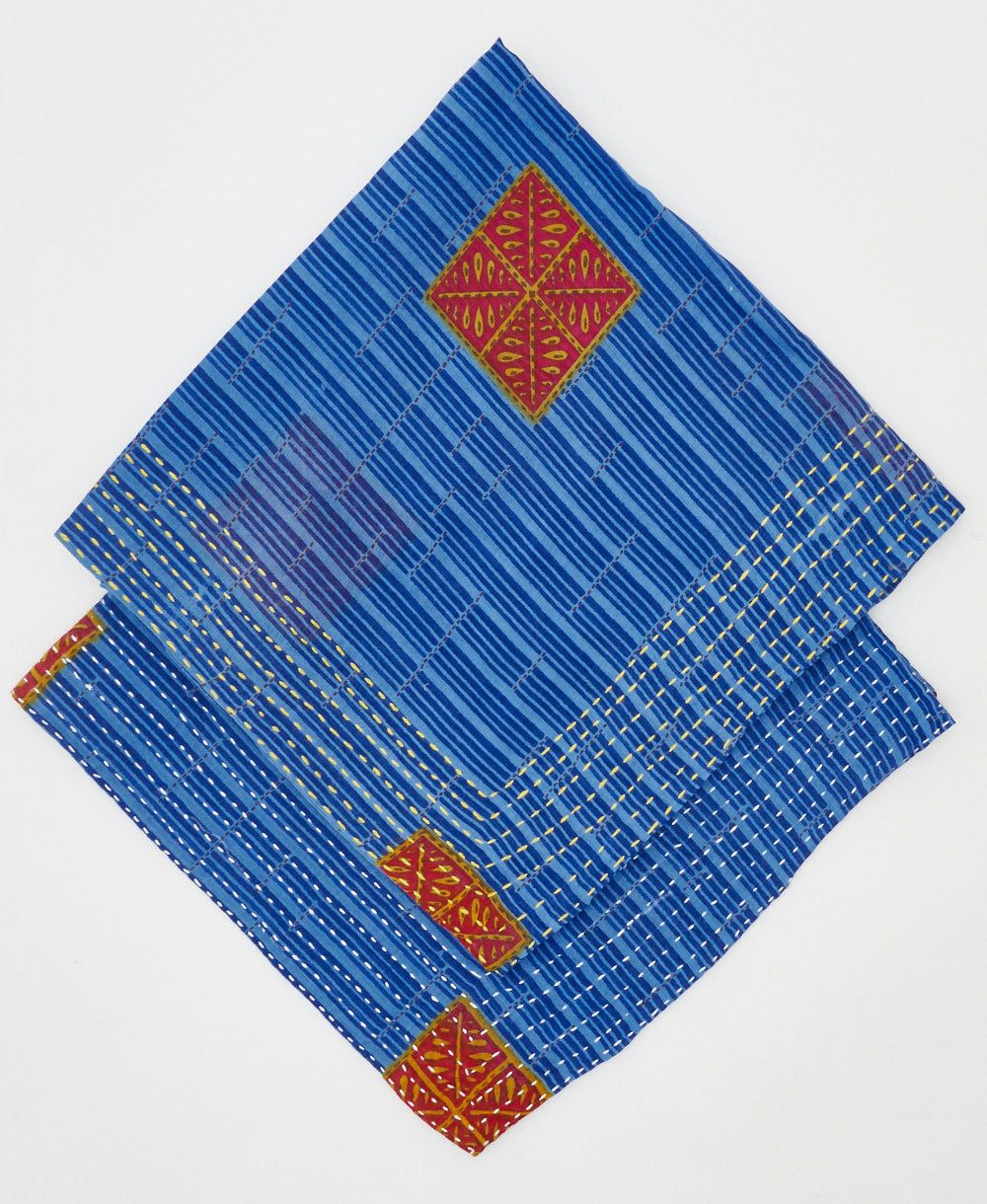 cobaly blue sustainable bandana made from upcycled vintage cotton saris 