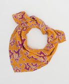 eco-friendly vintage bandana made from upcycled cotton saris in India in an orange & magenta pattern