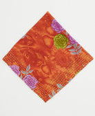 rust orange cotton bandana with olive & lilac rose print handmade in India by upcycled vintage saris