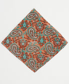 coral cotton bandana with rust & turquoise paisley print handmade in India by upcycled vintage saris