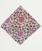 white cotton bandana with magenta & eggplant floral print handmade in India by upcycled vintage saris