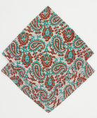 embroidered bandana made from vintage cotton saris in white, rust & turquoise paisley print