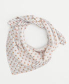 white neckerchief with peach tiny floral print handmade in India from vintage cotton saris