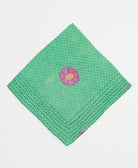 seafoam green cotton bandana with orchid purple flowers print handmade in India by upcycled vintage saris