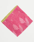 hot pink cotton bandana with yellow abstract print handmade in India by upcycled vintage saris