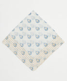 embroiderd white neckerchief with blue floral print handmade in India from vintage cotton saris