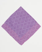 purple cotton bandana with subtle diamond print handmade in India by upcycled vintage saris