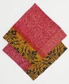 embroidered bandana made from vintage cotton saris in red & pink floral print