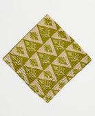 olive green cotton bandana with graphic diamond print handmade in India by upcycled vintage saris