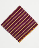 eggplant purple cotton bandana with tan geometric stripes design handmade from vintage saris in India