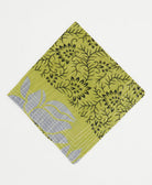 lime green and grey cotton bandana with black floral accents made in India